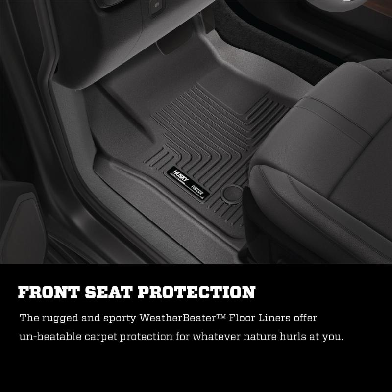 GMC Sierra Floor Liners - Front + 2nd Seat - Husky Liners - WeatherBeater - Black - `14-`27